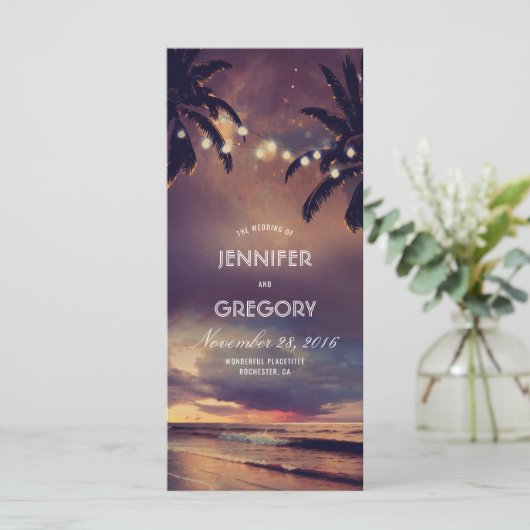 Palms Hochzeitsprogramme für Strandnähten Programm (Stehend Vorderseite)