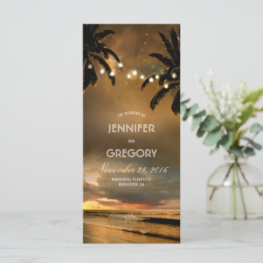 Palms Hochzeitsprogramme für Strandnähten Programm (Stehend Vorderseite)