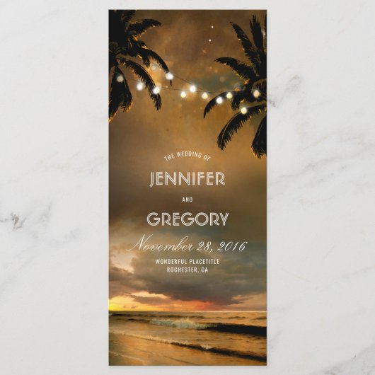 Palms Hochzeitsprogramme für Strandnähten Programm (Vorderseite)