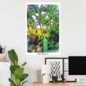 Palms & Landscape - Miami Beach, FL Collection Poster (Heimbüro)