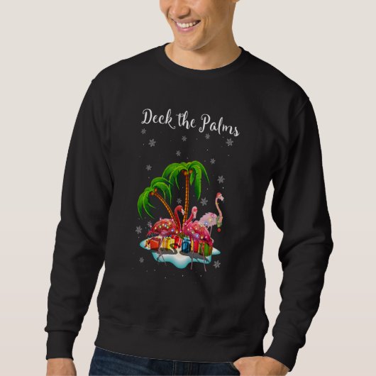 Palms Lights Merry Flamingo Weihnachtsbaum Coconut Sweatshirt (Vorderseite)