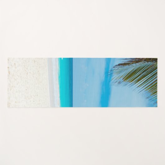 Palms Sea Sand Blue Sky Fitness Elegantes Template Yogamatte (Vorderseite (Horizontal))