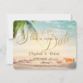 Palms Seashells Beach Hochzeit Save the Date (Vorderseite)
