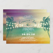 Palms Sonnenuntergang Beachlobung Party Einladunge Einladung (Vorne/Hinten)