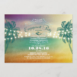 Palms Sonnenuntergang Beachlobung Party Einladunge Einladung