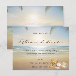 Palms Sunset Beach Seashells Probe Dinner Einladung