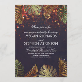 Palms und String Lights Beach Engagement Party Einladung