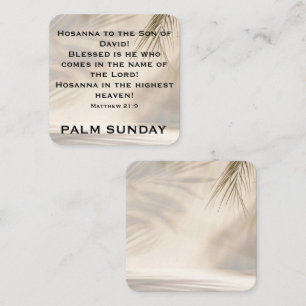 Palmsonntag-Schrift mit sanften Palmwedelschatten Mitteilungskarte