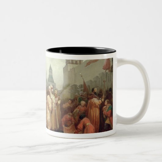 Palmsonntags-Prozession Zweifarbige Tasse (Rechts)