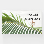 Palmsonntagskreuz mit grüner Palmwedel Banner (Horizontal)