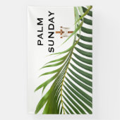 Palmsonntagskreuz mit grüner Palmwedel Banner (Vertikal)
