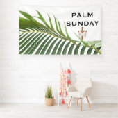 Palmsonntagskreuz mit grüner Palmwedel Banner (Insitu)