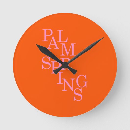 Palmsprings Orange und Rosa Runde Wanduhr (Vorderseite)