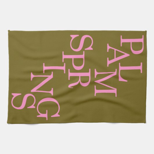 Palmsprings, Vintag, lebend und rosa Geschirrtuch (Horizontal)