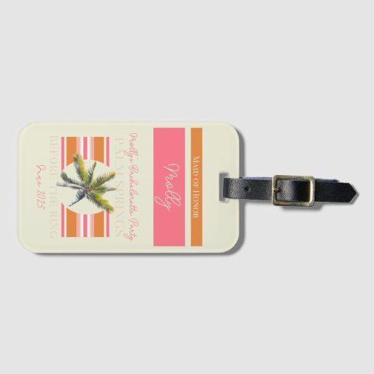 Palmsprings vor dem Ring - Retro Bachelorette Gepäckanhänger (Vorderseite (Horizontal))