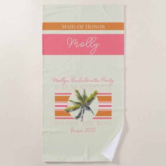 Palmsprings vor dem Ring - Retro Bachelorette Strandtuch (Vorderseite)