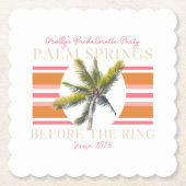 Palmsprings vor dem Ring - Retro Bachelorette Untersetzer (Vorderseite)