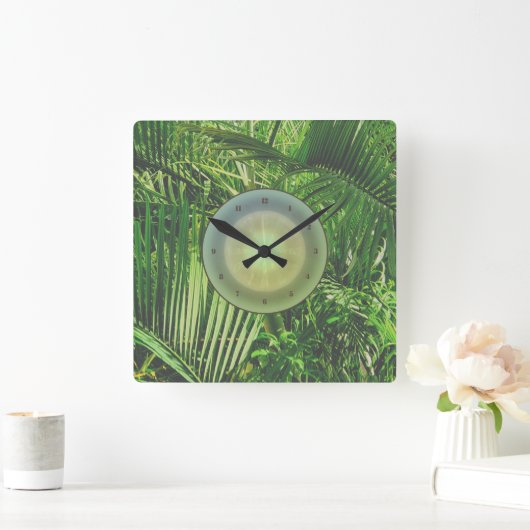 PalmTrees Jungle Clock 🌴 Quadratische Wanduhr (Zuhause)
