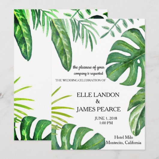 Palmwedel, die Einladung Wedding sind (Vorne/Hinten)