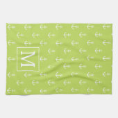 Palmwedel-Grün und weiße Anker-Monogramm Geschirrtuch (Horizontal)