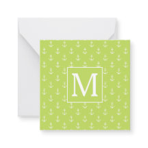 Palmwedel-Grün und Weiße Anker-Monogramm
