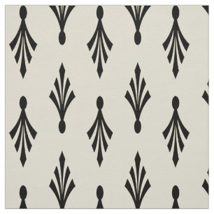 Palmwedel-Musterschwarzes auf ecru Stoff