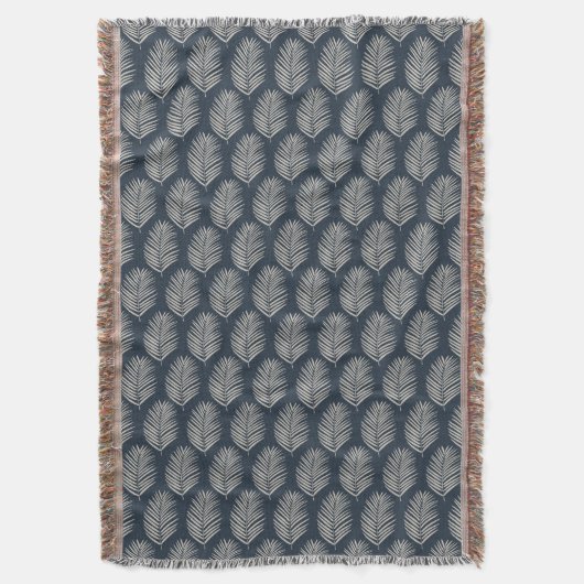 Palmwedel Navyblau und Creme Decke (Vorderseite Vertikal)