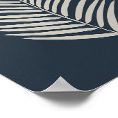 Palmwedel Navyblau und Creme Poster (Ecke)