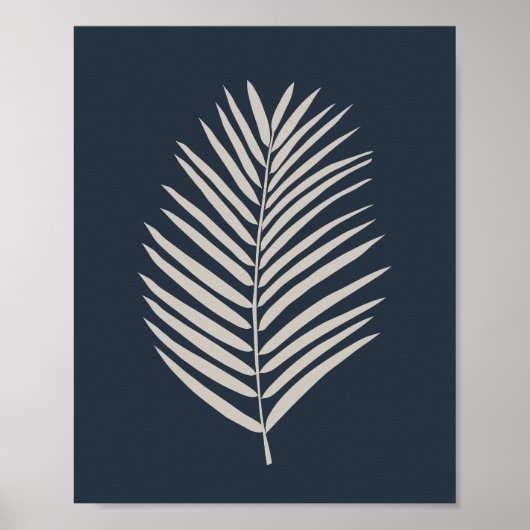 Palmwedel Navyblau und Creme Poster (Vorne)