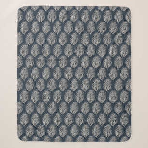 Palmwedel Navyblau und Creme Sherpadecke