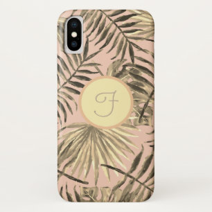 Palmwedel tropisch rosa pfirsich gold Monogramm Case-Mate iPhone Hülle