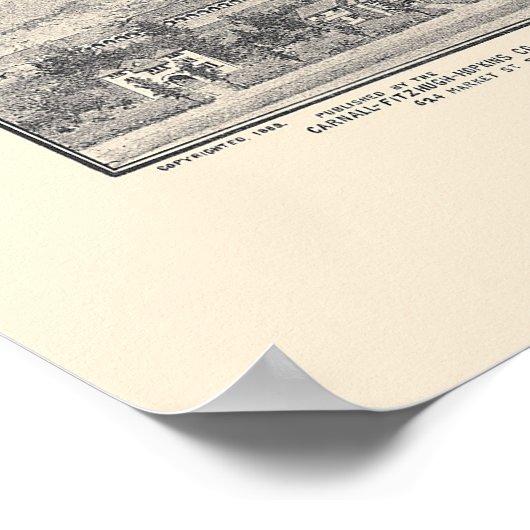 Palo Alto, CA. Panoramakarte 1888 (1658A) Poster (Ecke)