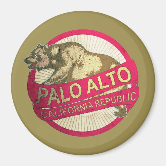 Palo Alto California Vintager Bärenmagnet Magnet (Vorne)