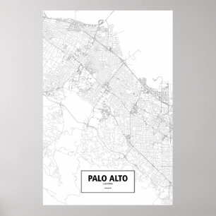 Palo Alto, Kalifornien (schwarz auf weiß) Poster