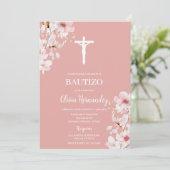 Palo de Rosa bautismo Einladung (Stehend Vorderseite)