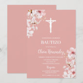 Palo de Rosa bautismo Einladung (Vorne/Hinten)
