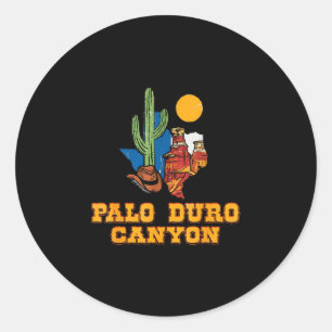 Palo duro canyon texas retro wüstenlandschaft runder aufkleber