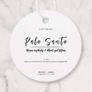Palo Santo Minimal Modern Smudge Wedding Geschenkanhänger
