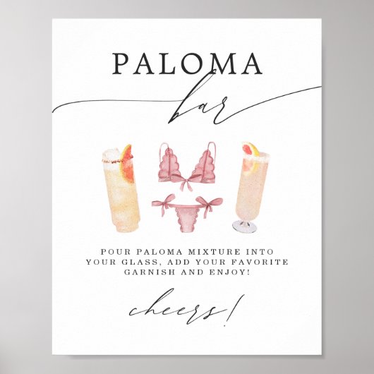 Paloma Bar | Panties & Palomas Brautparty Poster (Vorne)