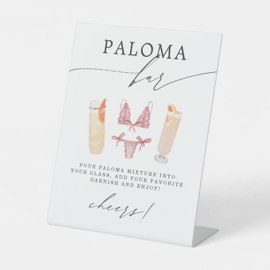 Paloma Bar | Panties & Palomas Brautparty Sockelschild (Vorderseite)