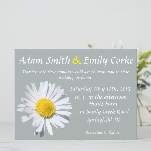 Paloma Daisy Wedding Einladung (Stehend Vorderseite)