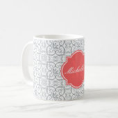 Paloma Damask Monogram Tasse (Vorderseite Links)