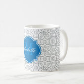 Paloma Damask Monogramm Tasse (VorderseiteRechts)