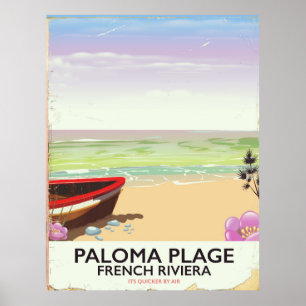 Paloma Plage, Reiseplakat der französischen Rivier Poster