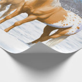 Palomino Appaloosa Pferde im Schnee Geschenkpapier (Ecke)