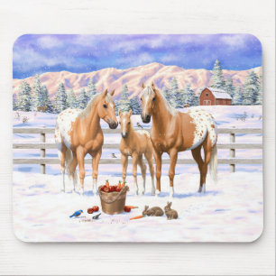Palomino Appaloosa Pferde im Schnee Mousepad