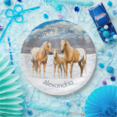 Palomino Appaloosa Pferde im Schnee Pappteller (Party)