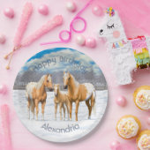 Palomino Appaloosa Pferde im Schnee Pappteller (Party)