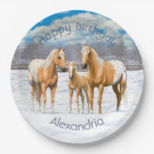 Palomino Appaloosa Pferde im Schnee Pappteller (Vorderseite)