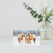 Palomino Appaloosa Pferde im Schnee Visitenkarte (Stehend Vorderseite)